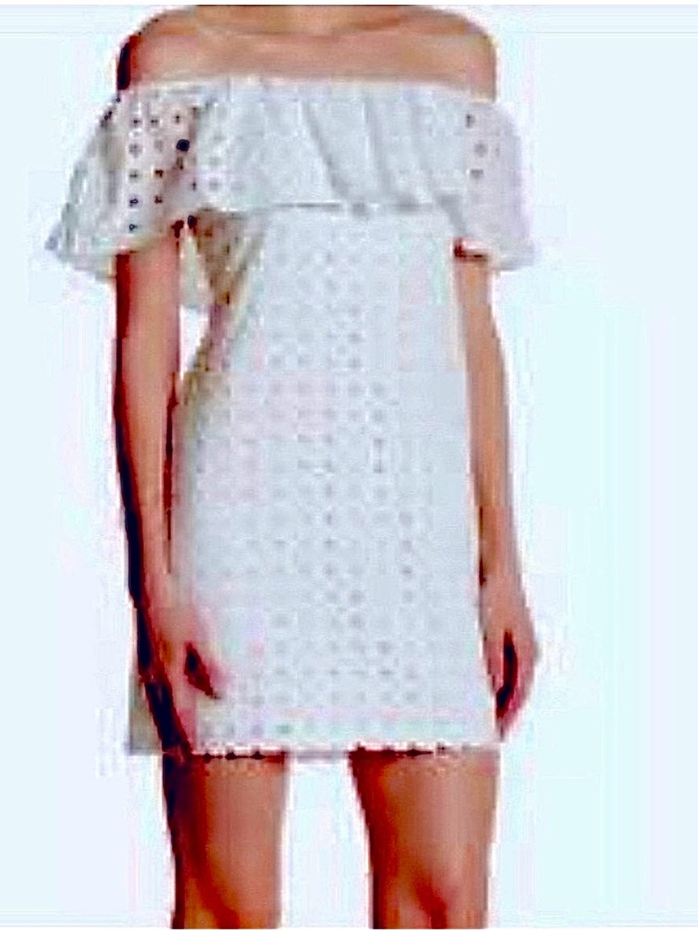 Cynthia Steffe White Eyelet Off The Shoulder Mini Dress Size 10